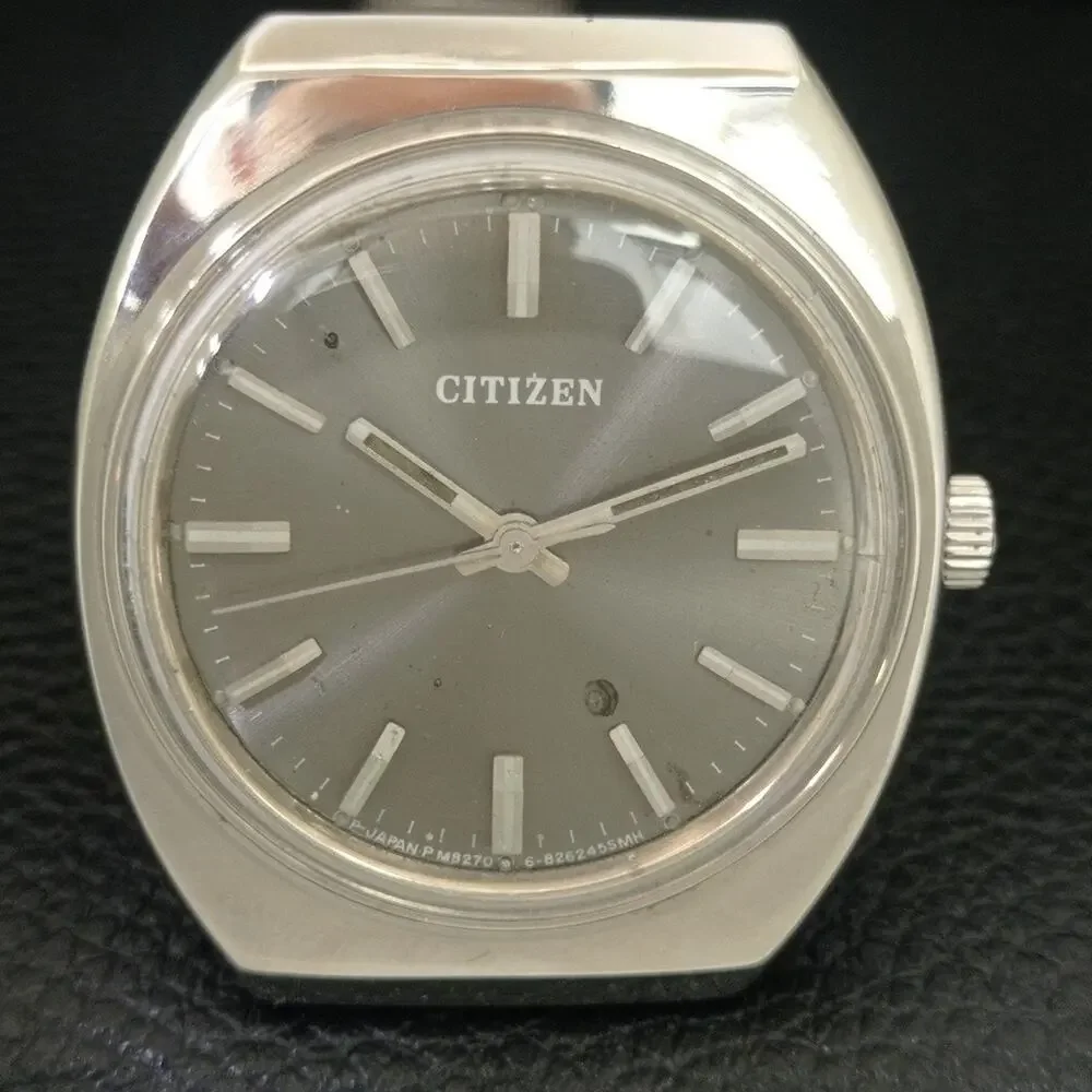 Vintage 1972 Citizen Manual Wound Mens Silver Watch & Silver accents